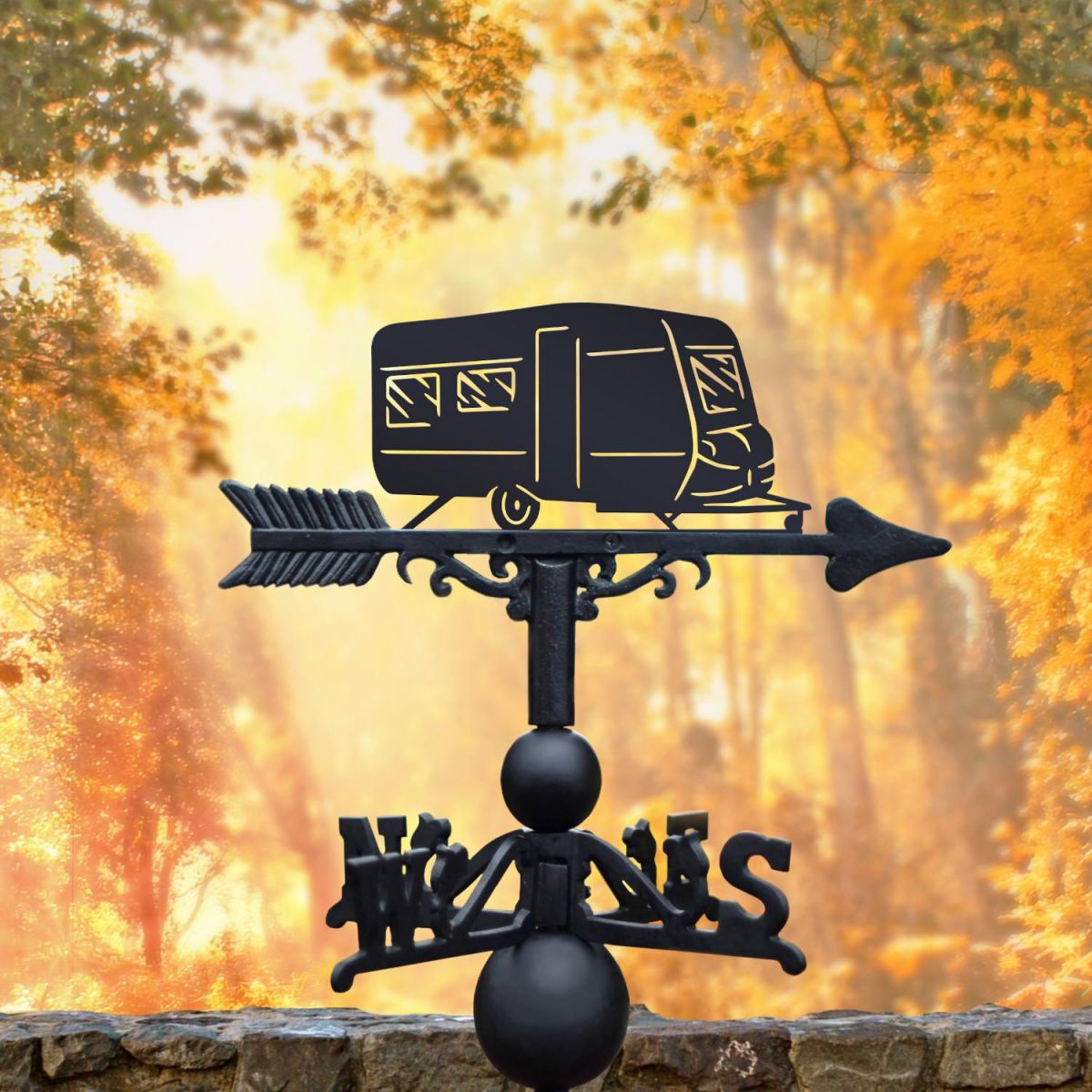 Black Caravan Weathervane in Situ