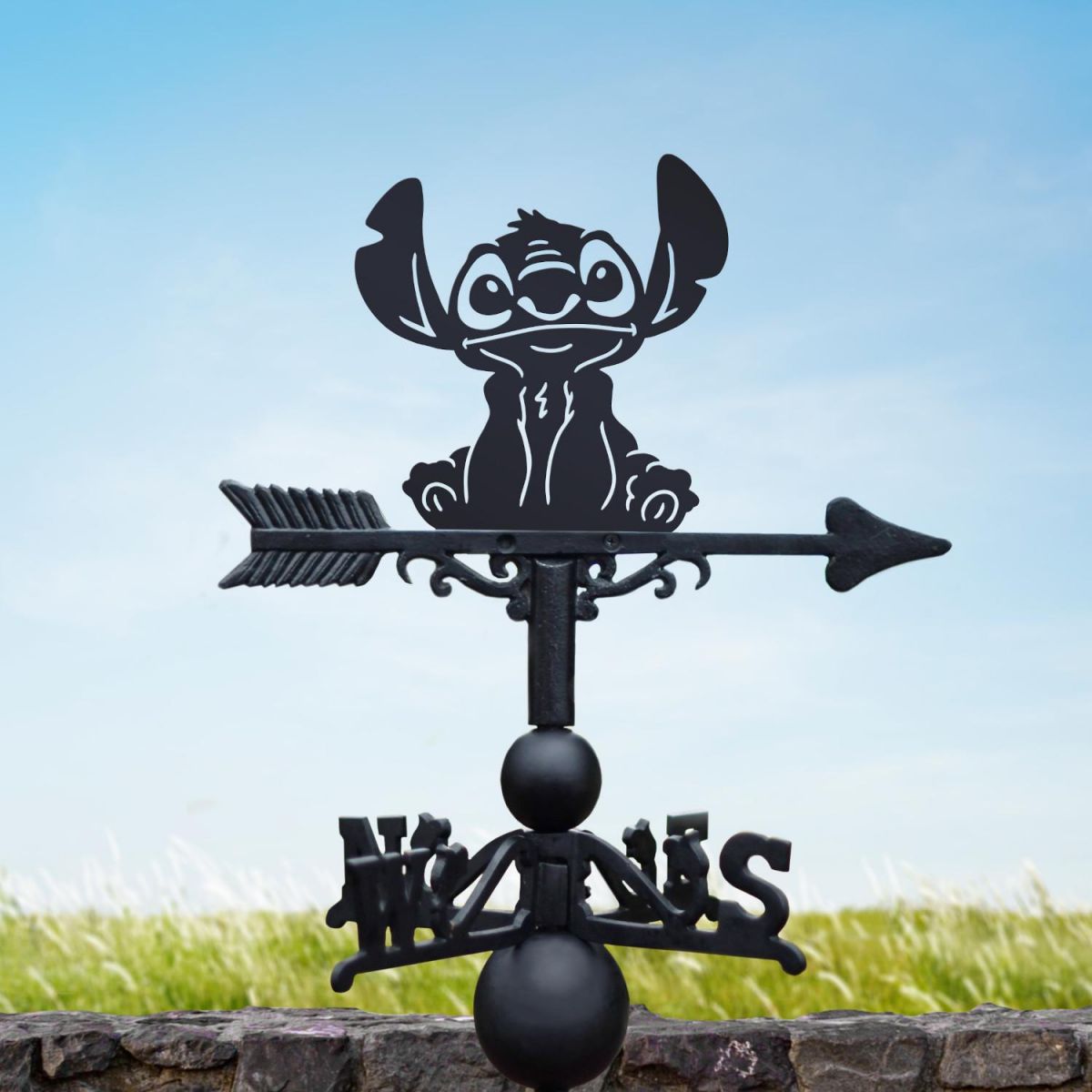 Cast Iron & Steel Weathervane with Cartoon Koala Monster Topper