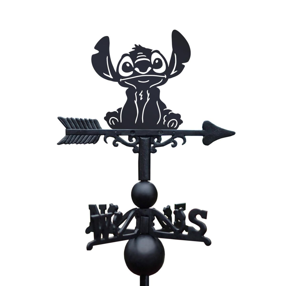 Cast Iron & Steel Cartoon Koala Monster Weathervane on White Background