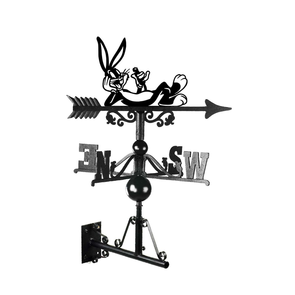 Cast Iron & Steel Cartoon Rabbit with Carrot Weathervane Mounted