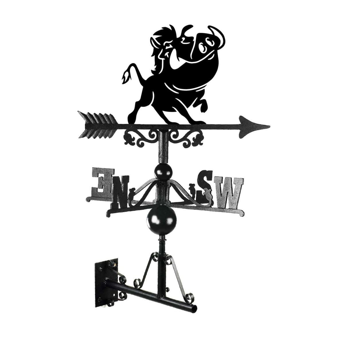 Mounted Cast Iron & Steel Cartoon Warthog Weathervane