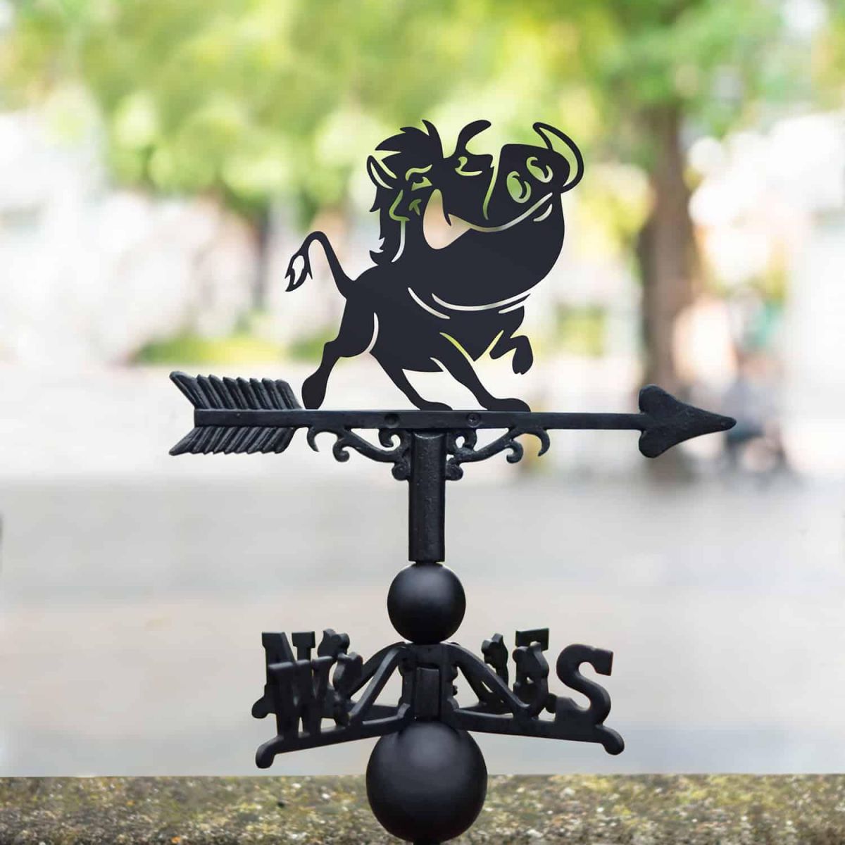 Cast Iron & Steel Weathervane with Cartoon Warthog Topper