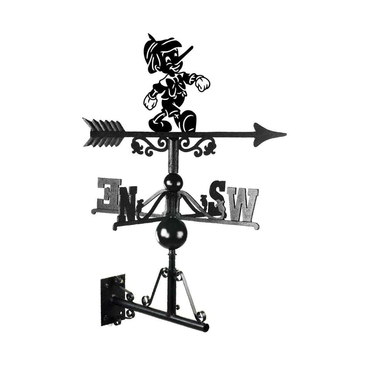 Mounted Cast Iron & Steel Cartoon Wooden Boy Weathervane Mounted Cast Iron & Steel Cartoon Wooden Boy Weathervane