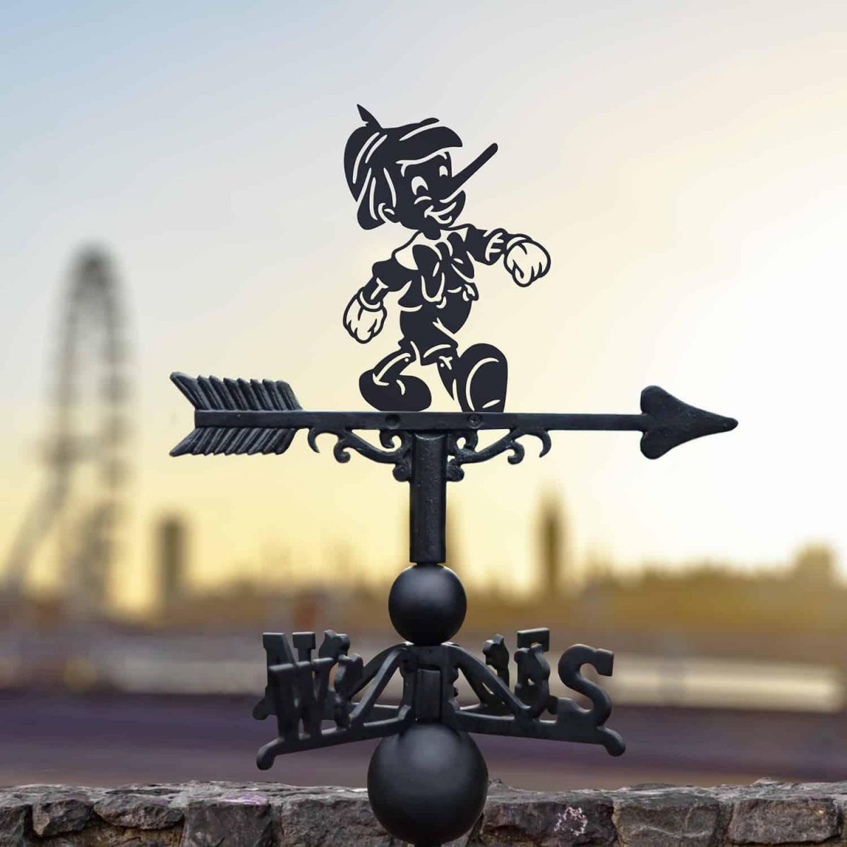 Cast Iron & Steel Weathervane with Cartoon Wooden Boy Motif Cast Iron & Steel Weathervane with Cartoon Wooden Boy Motif
