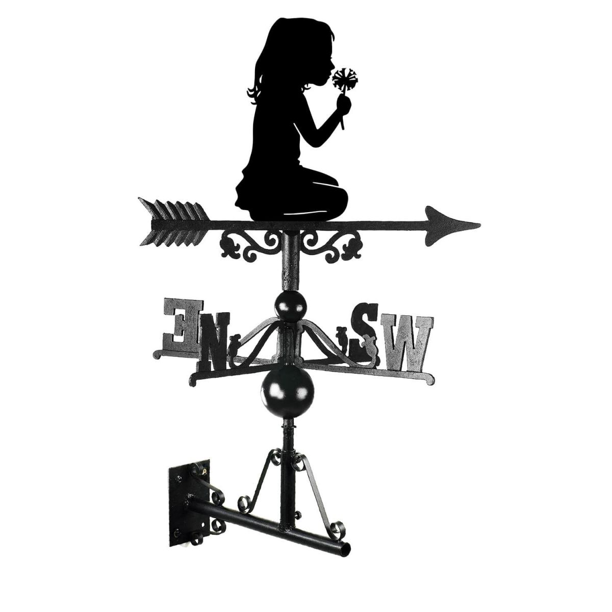 Mounted Cast Iron & Steel Child Silhouette Weathervane