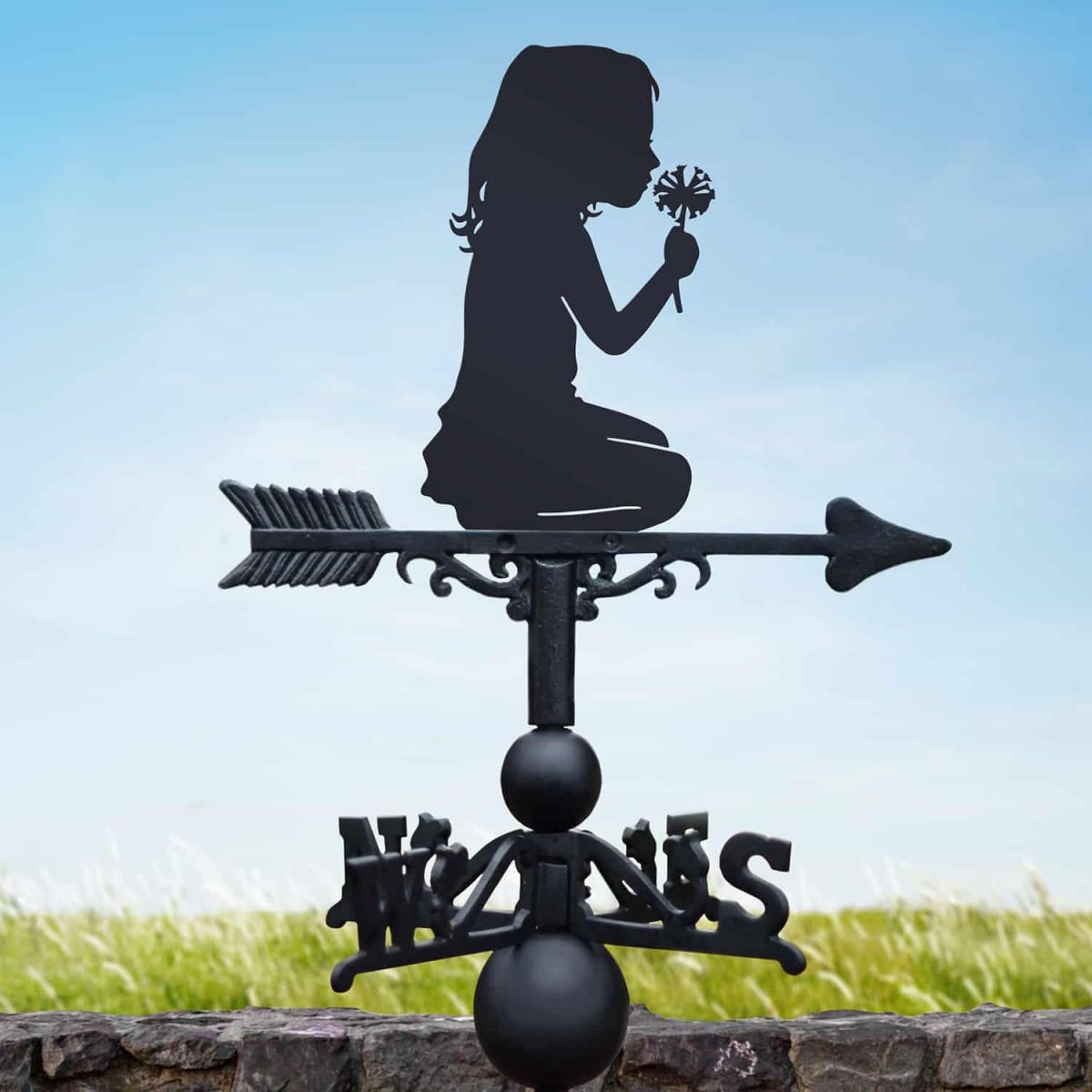 Cast Iron & Steel Weathervane with Child Silhouette Topper