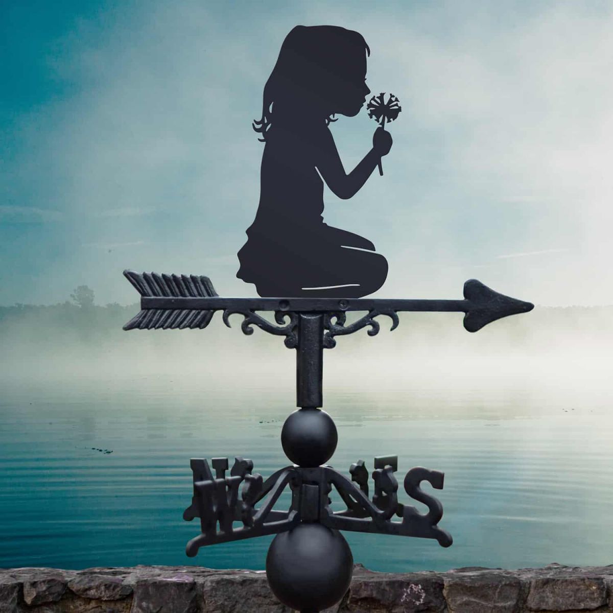 Cast Iron & Steel Weathervane with Child Silhouette Motif