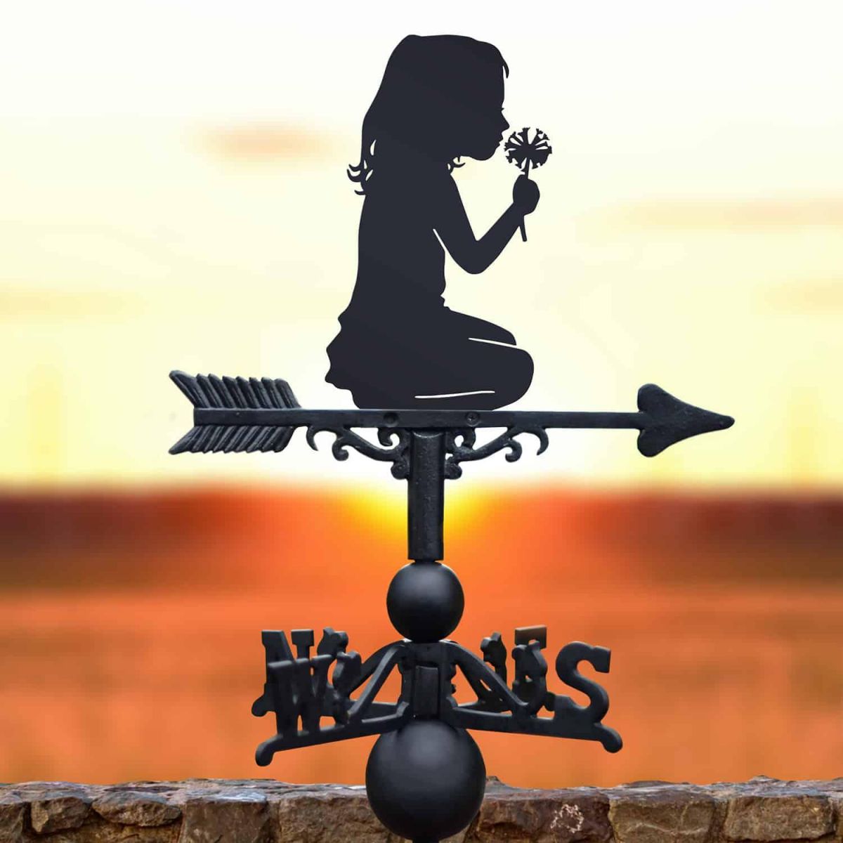 Cast Iron & Steel Child Silhouette Weathervane in Situ