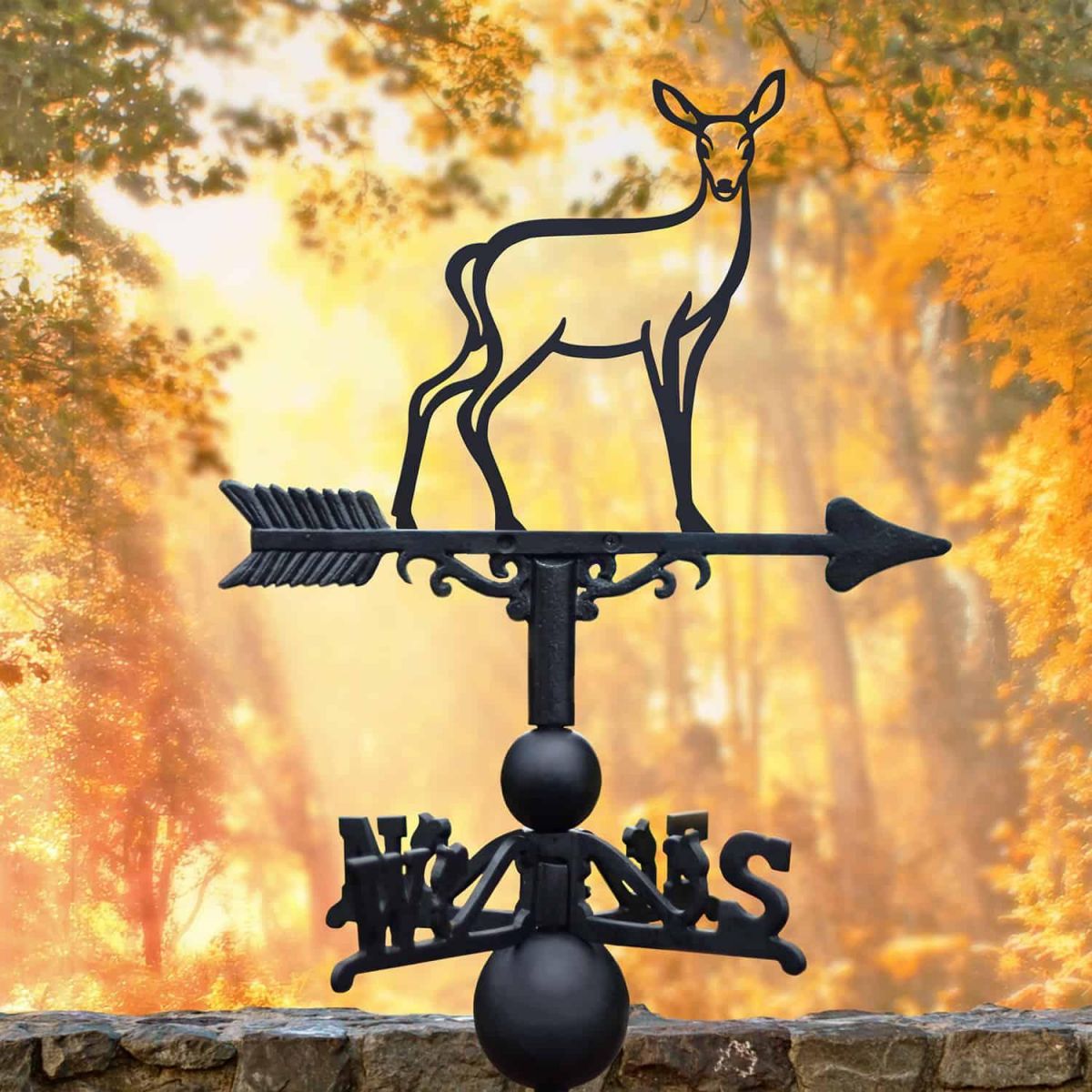 Cast Iron & Steel Contemporary Doe Weathervane in Situ
