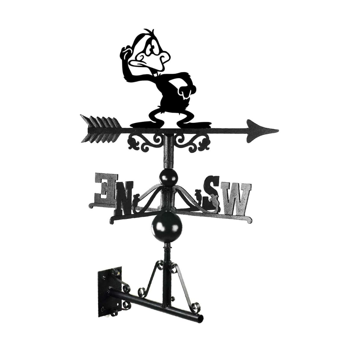 Cast Iron & Steel Daft Duck Cartoon Weathervane Mounted