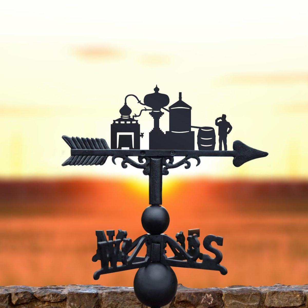 Cast Iron & Steel Distillery Weathervane in Situ Cast Iron & Steel Distillery Weathervane in Situ