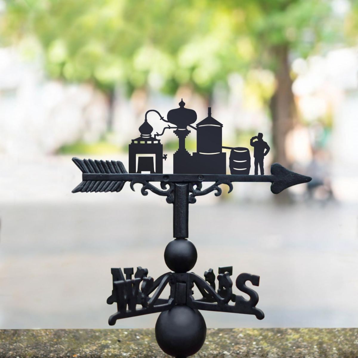 Cast Iron & Steel Weathervane with Distillery Topper Cast Iron & Steel Weathervane with Distillery Topper