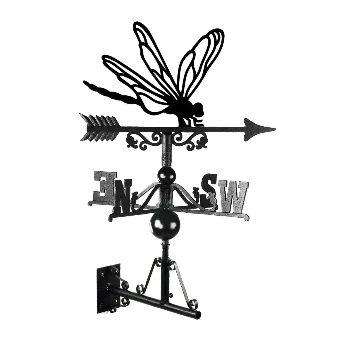 Cast Iron & Steel Dragonfly Weathervane Mounted