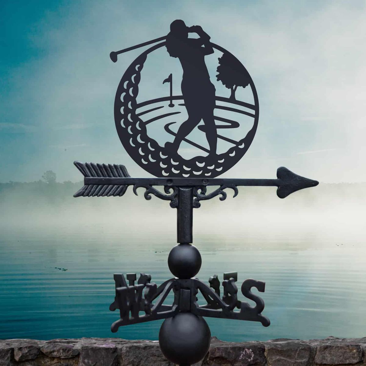 Cast Iron & Steel Weathervane with Female Golfer Topper