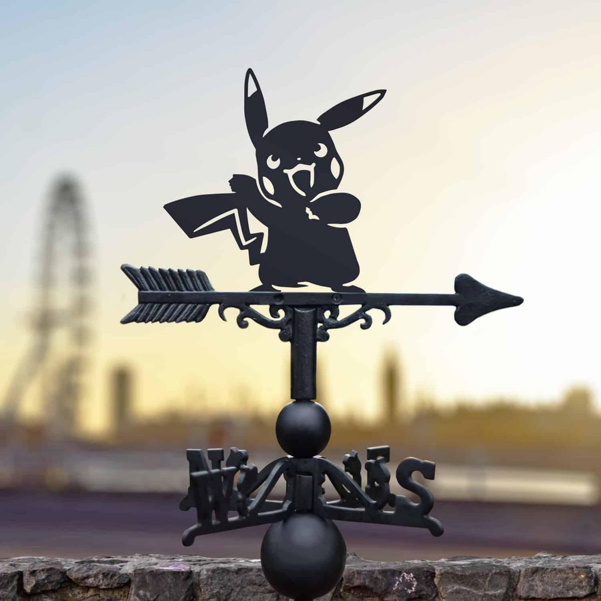 Cast Iron & Steel Weathervane with First Evolution Yellow Electric Character Topper