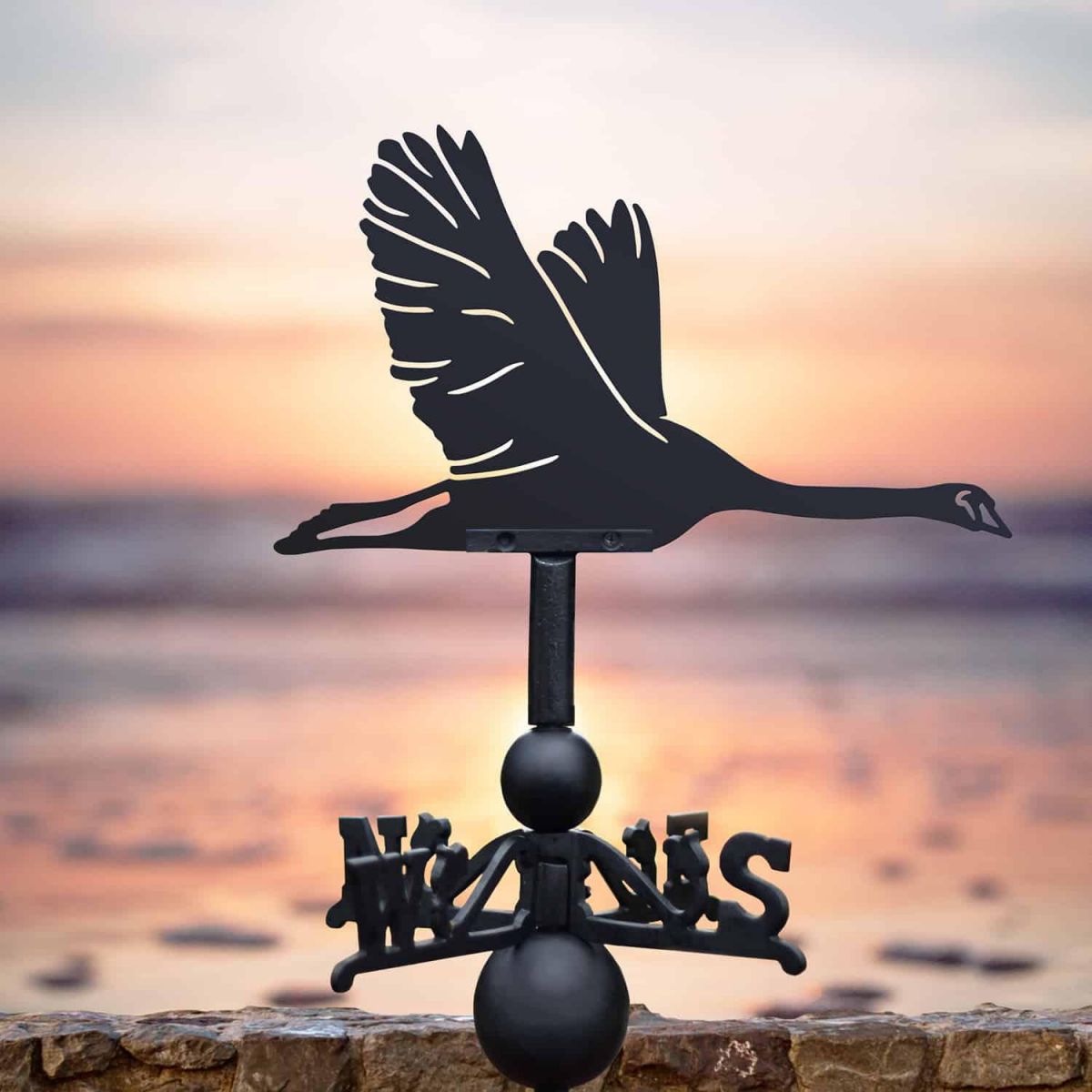 Cast Iron & Steel Flying Swan Weathervane in Situ
