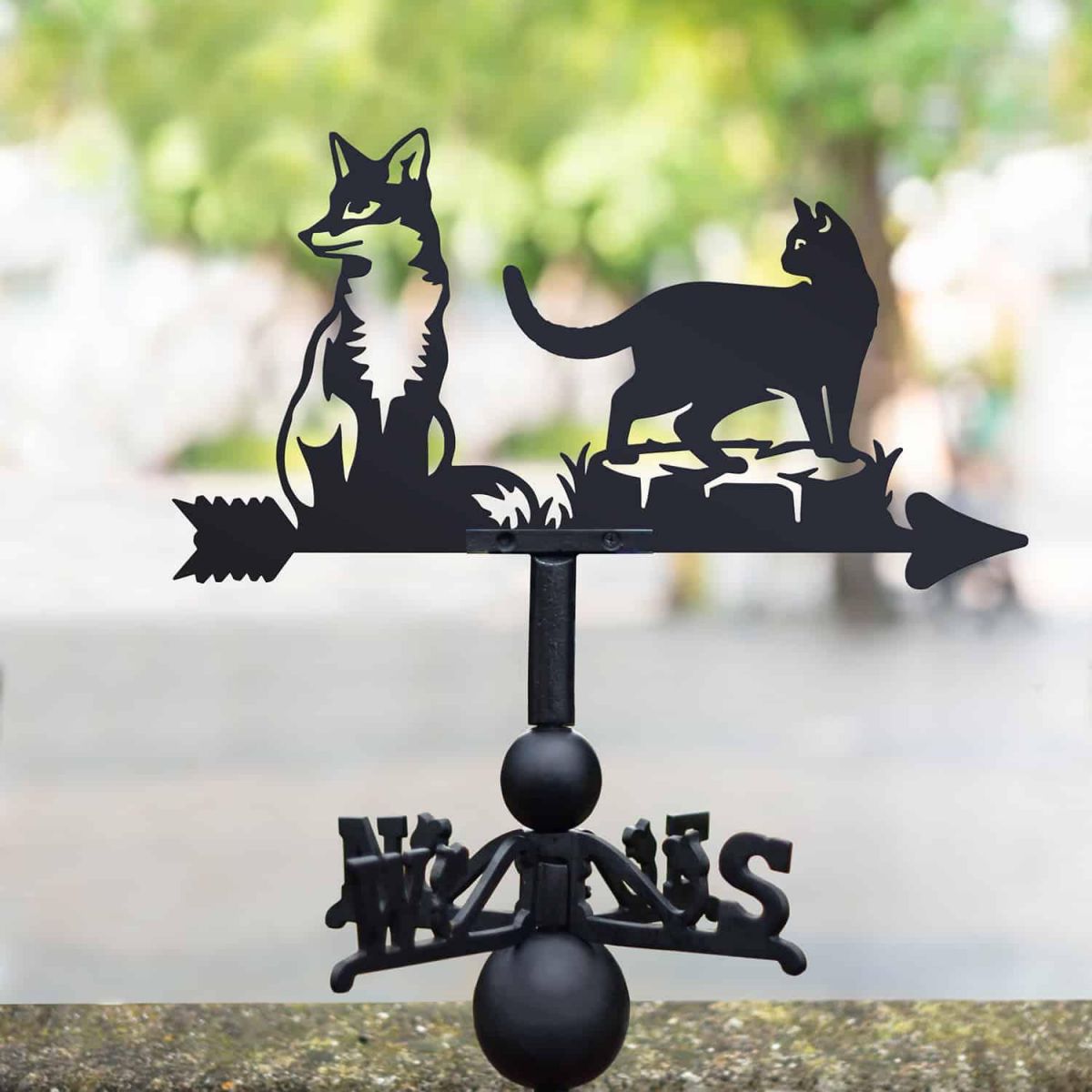 Cast Iron & Steel Fox & Cat Weathervane in Situ