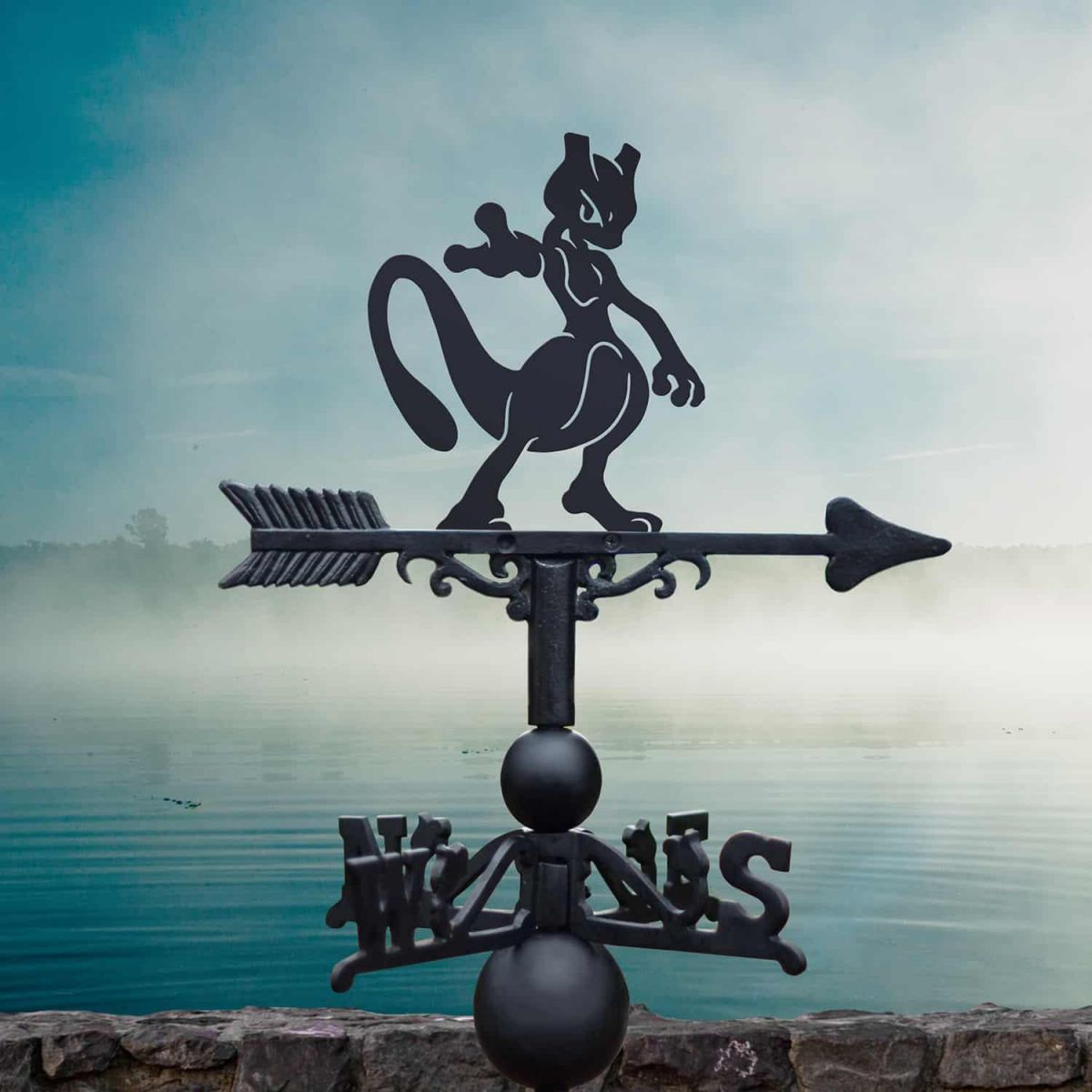 Cast Iron & Steel Weathervane with Generation I Legendary Psychic Character Motif