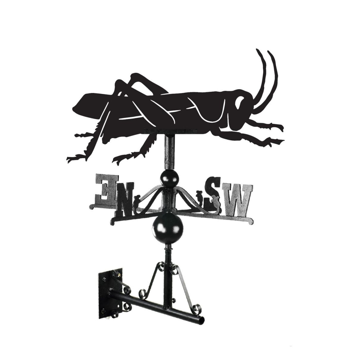 Cast Iron & Steel Grasshopper Weathervane Mounted