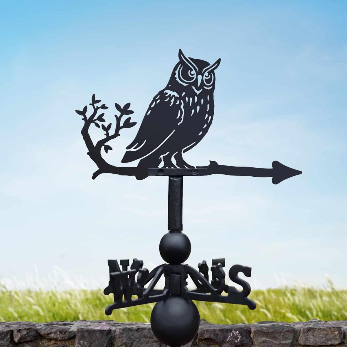 Cast Iron & Steel Weathervane with Great Horned Owl Topper