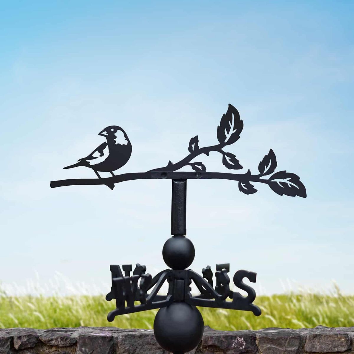 Cast Iron & Steel Weathervane with Greenfinch Motif Cast Iron & Steel Weathervane with Greenfinch Motif