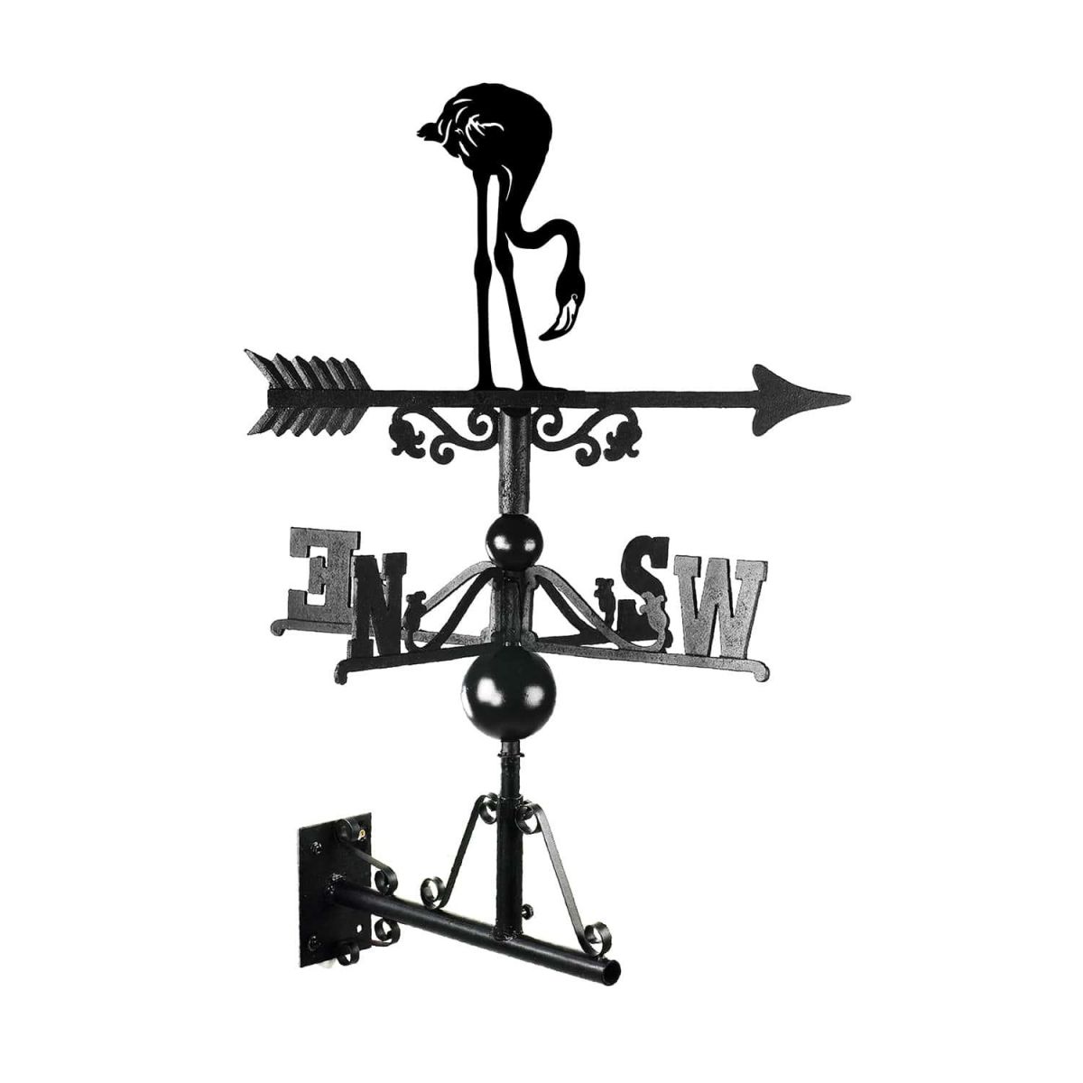 Cast Iron & Steel Head Down Flamingo Weathervane Mounted