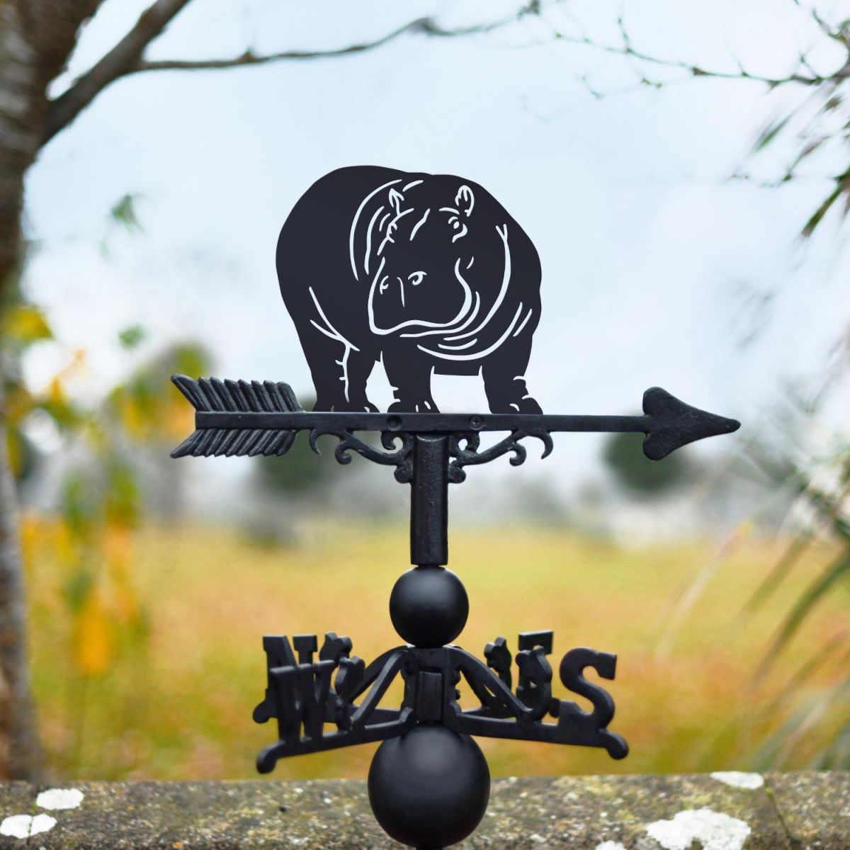 Cast Iron & Steel Hippo Weathervane - Looking Right in Situ