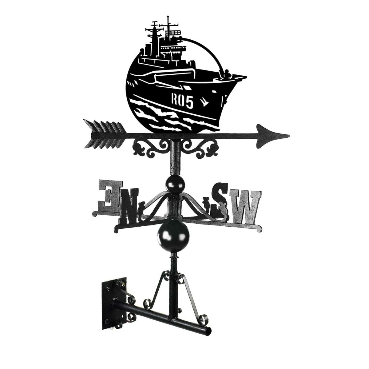 Mounted Cast Iron & Steel HMS Invincible R05 Weathervane