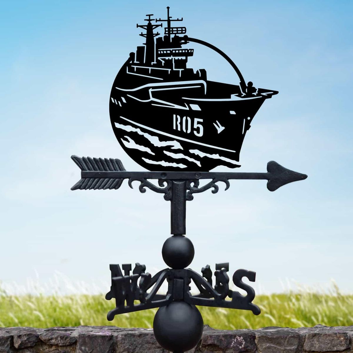 Cast Iron & Steel Weathervane with HMS Invincible R05 Motif