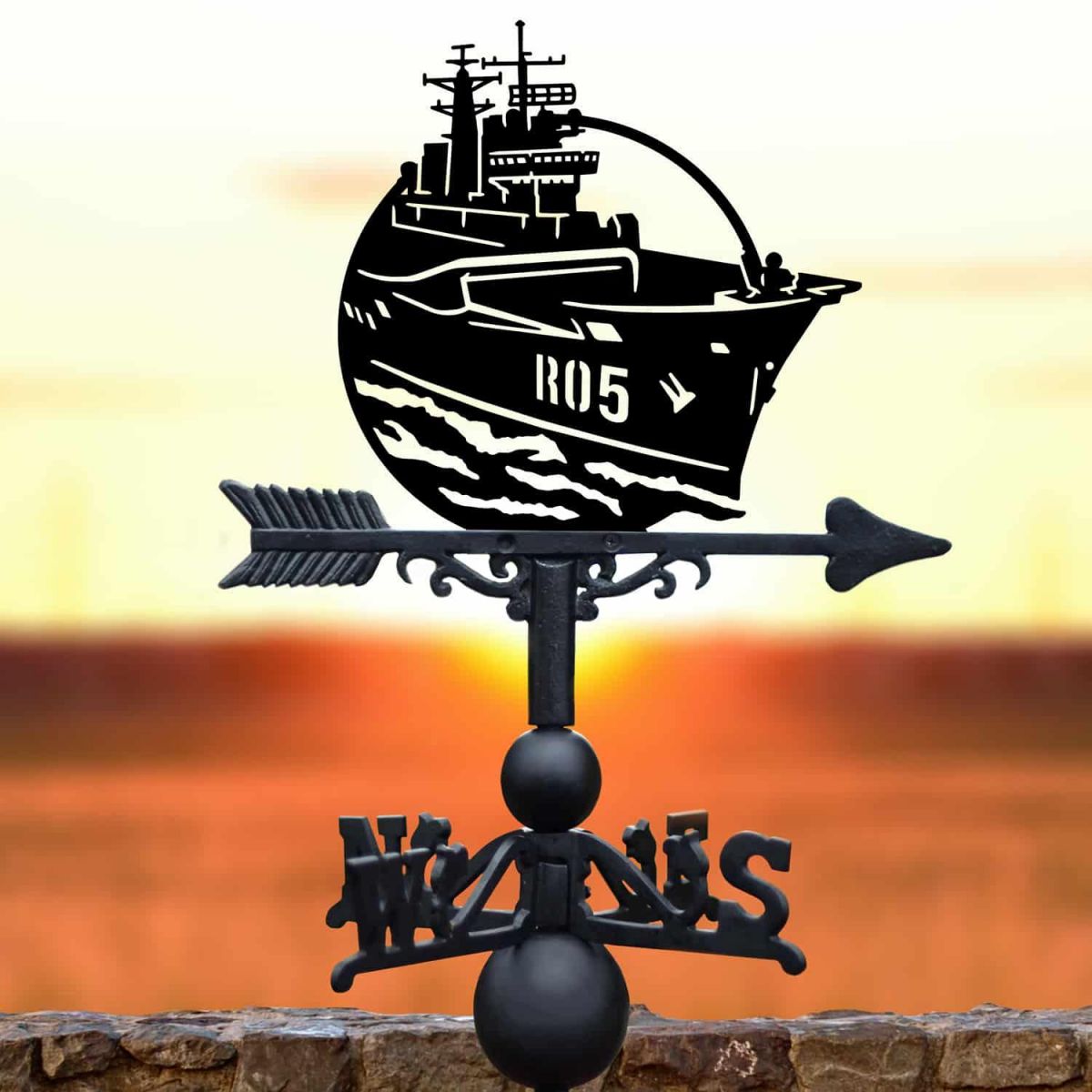 Cast Iron & Steel HMS Invincible R05 Weathervane in Situ