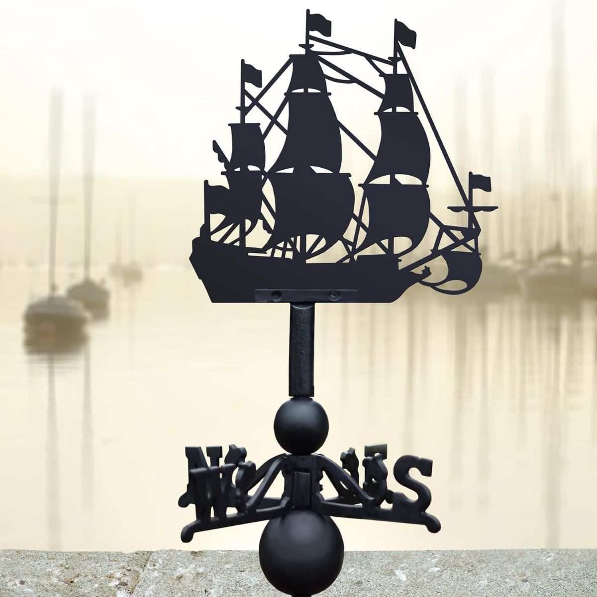Cast Iron & Steel Weathervane with HMS Sovereign of the Seas Topper