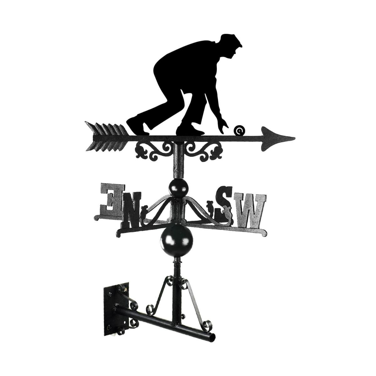 Mounted Cast Iron & Steel Male Bowls Player Weathervane