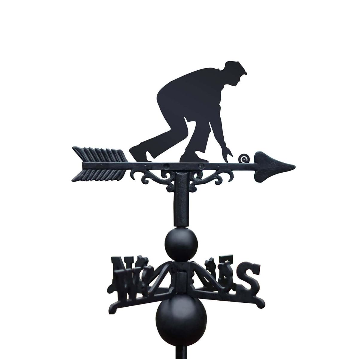 Close-Up of Cast Iron & Steel Male Bowls Player Weathervane