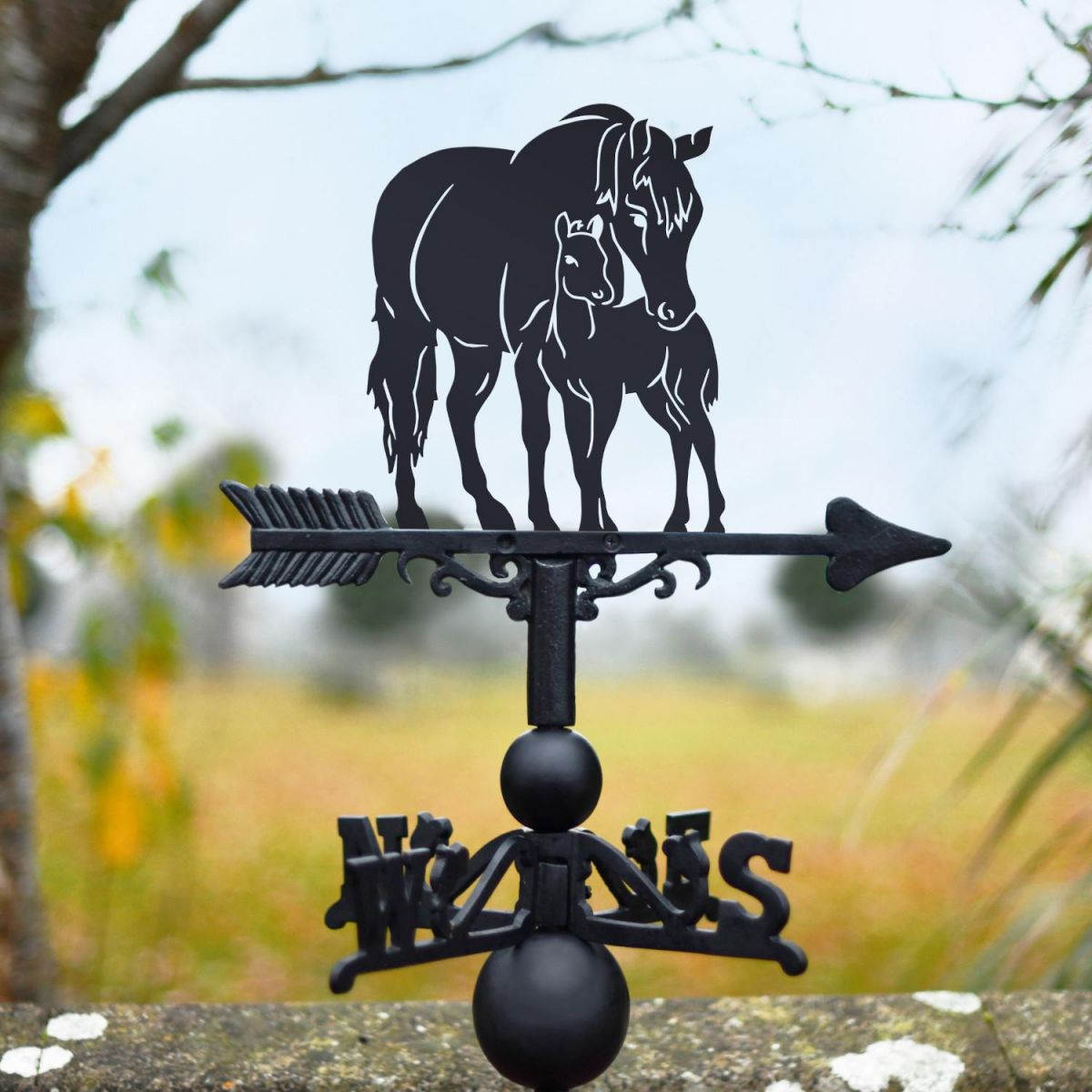 Cast Iron & Steel Mare & Foal Weathervane in Situ Cast Iron & Steel Mare & Foal Weathervane in Situ