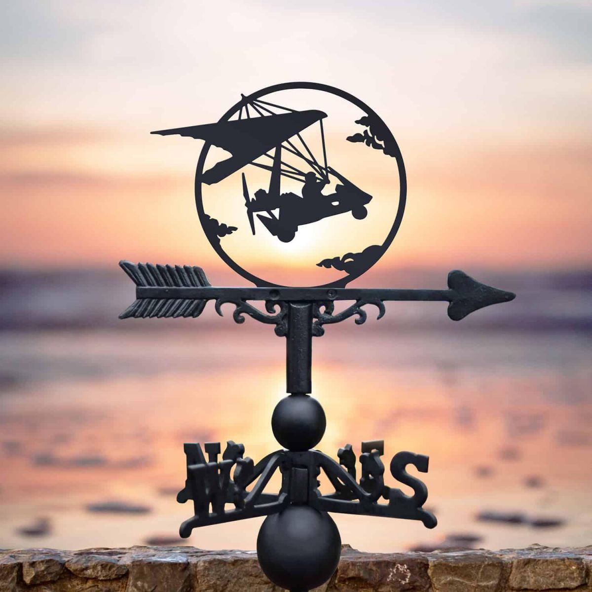 Cast Iron & Steel Microlight Weathervane in Situ