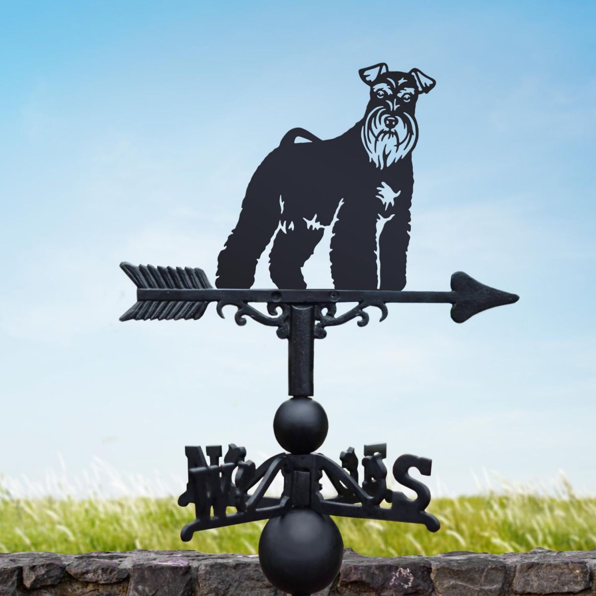 Cast Iron & Steel Weathervane with Miniature Schnauzer Motif