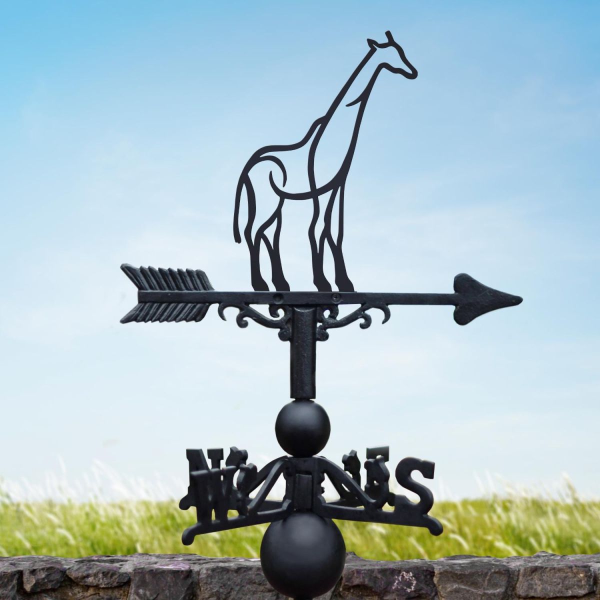 Cast Iron & Steel Modern Giraffe Weathervane