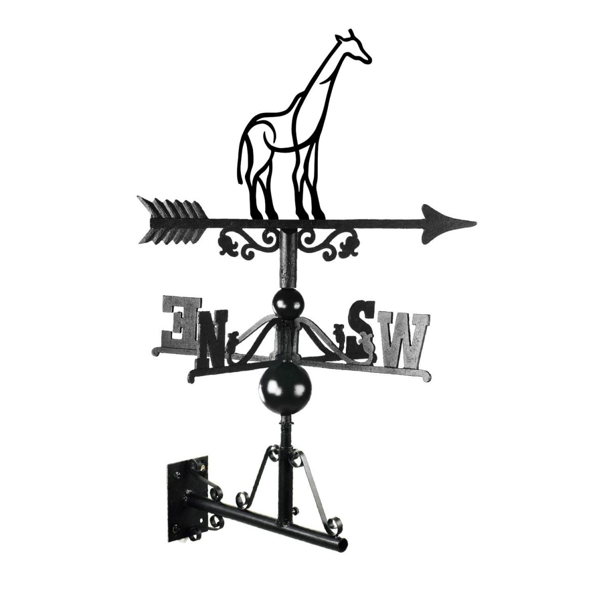 Mounted Cast Iron & Steel Modern Giraffe Weathervane