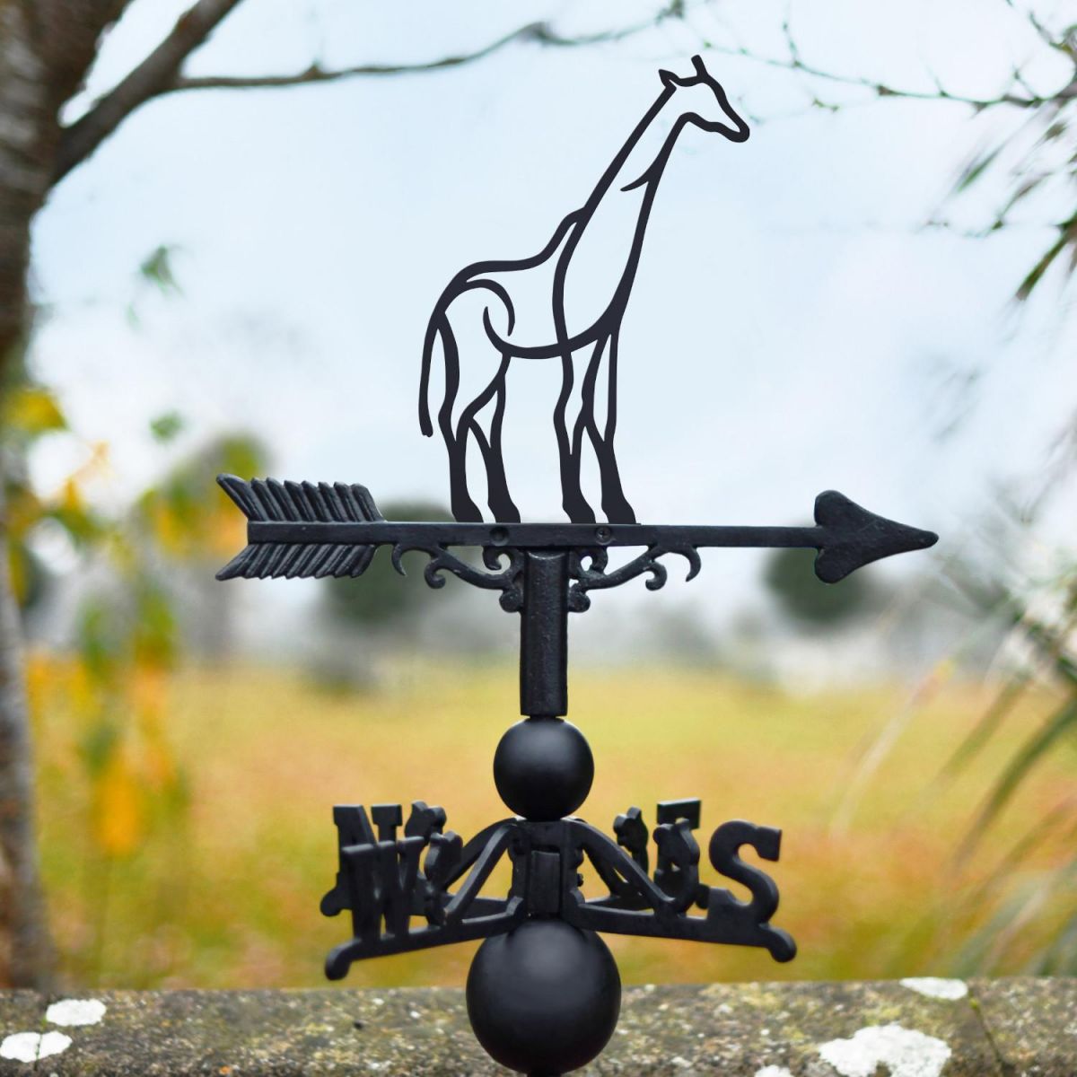 Cast Iron & Steel Weathervane with Modern Giraffe Motif
