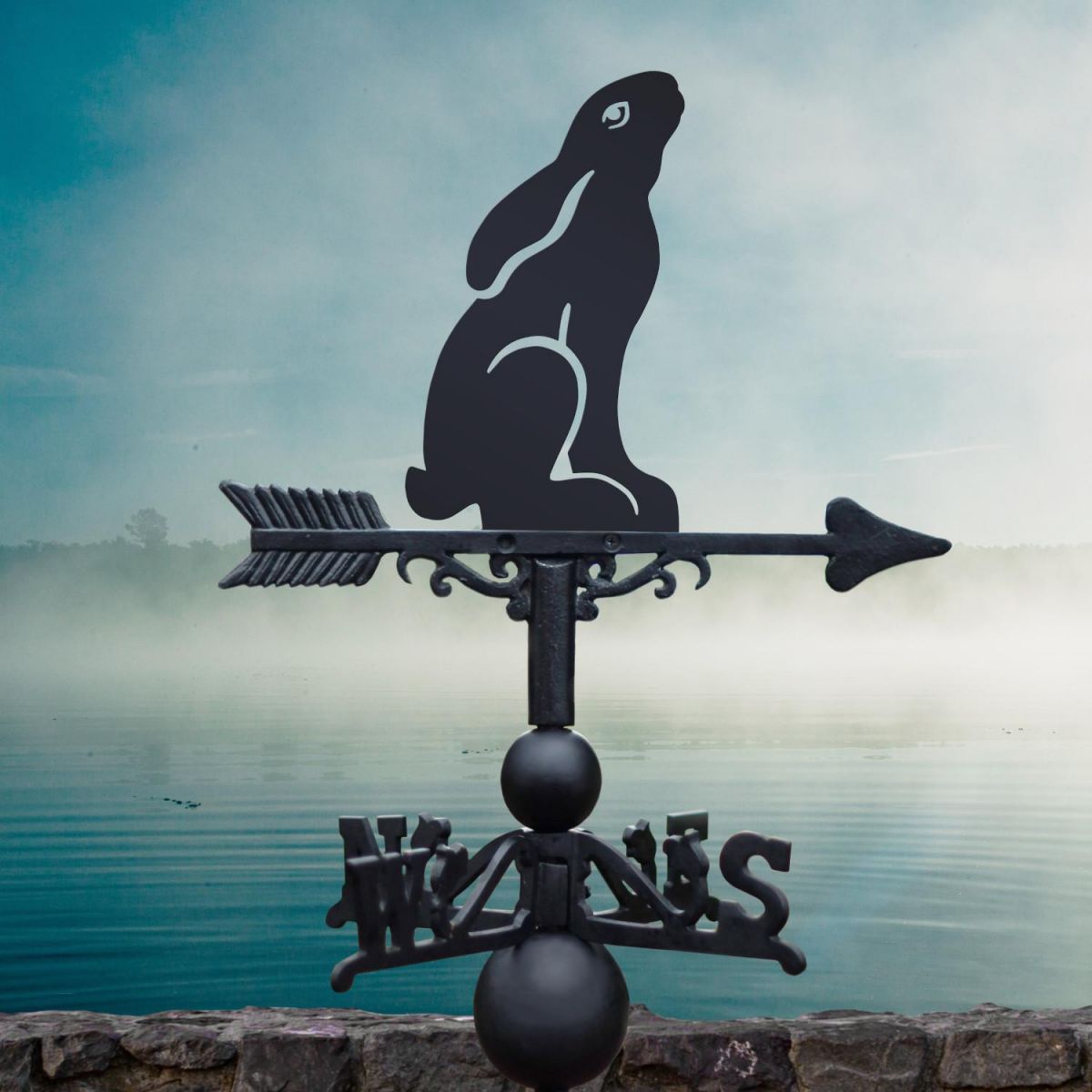 Cast Iron & Steel Weathervane with Moon Gazing Hare Motif