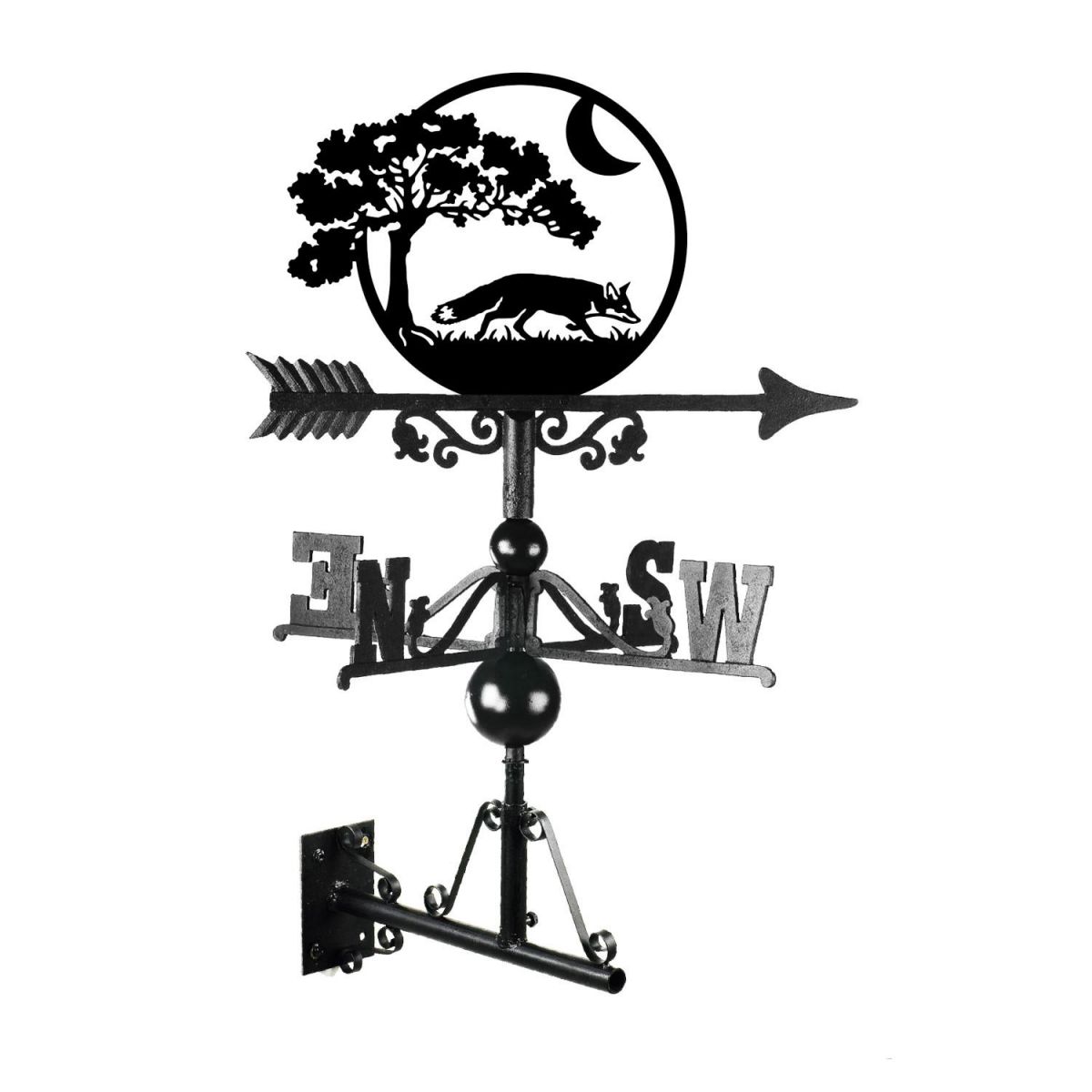 Mounted Cast Iron & Steel Moonlit Fox Weathervane