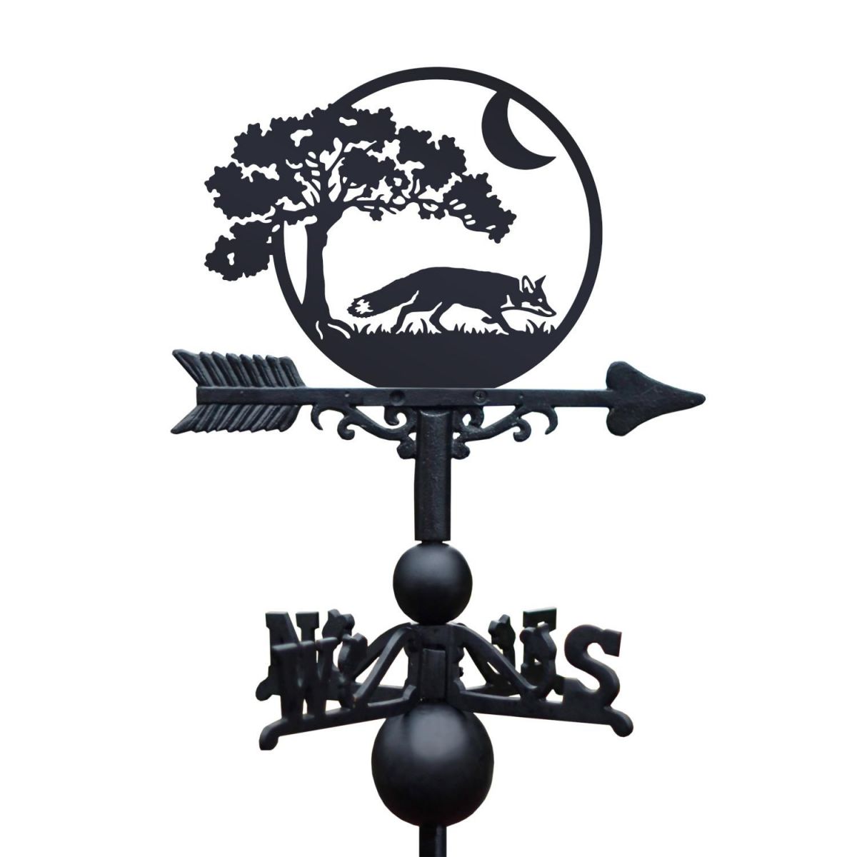 Cast Iron & Steel "Moonlit Fox" Weathervane on White Background