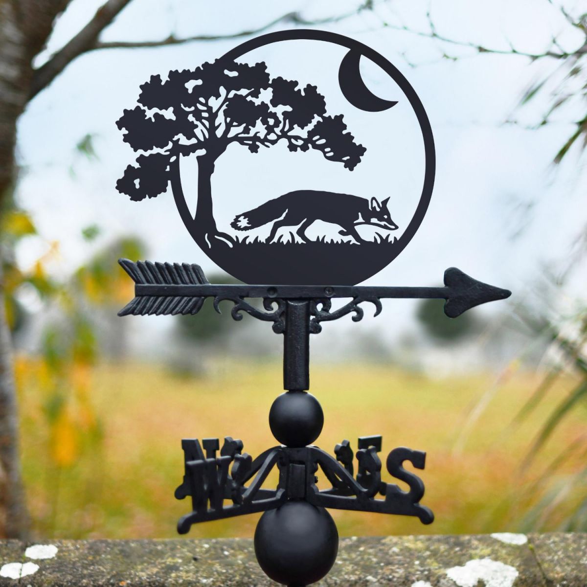 Cast Iron & Steel "Moonlit Fox" Weathervane in Situ