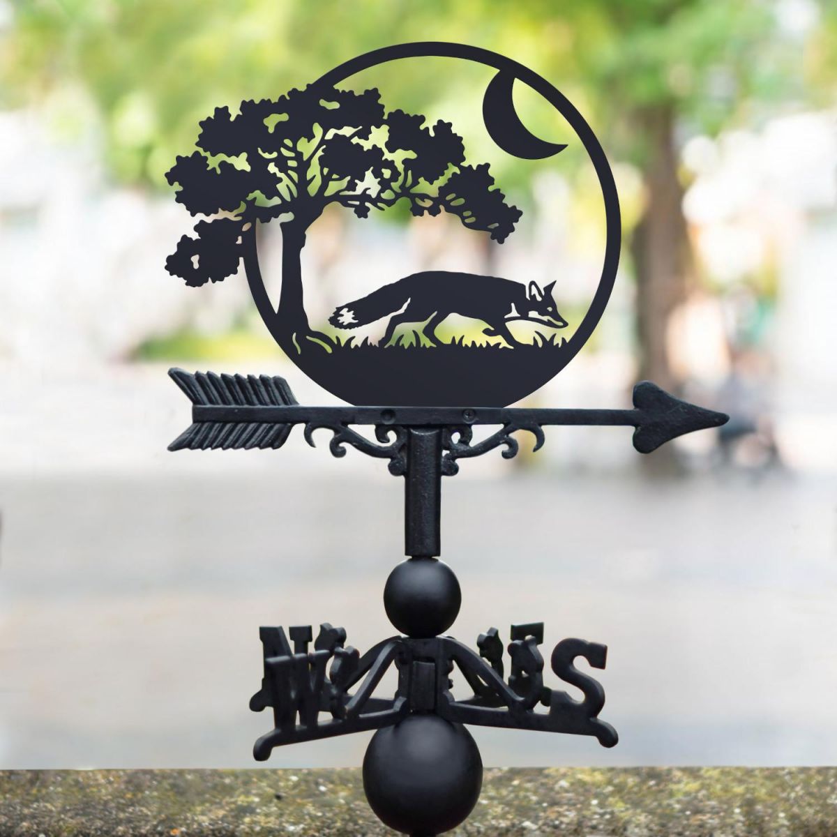 Cast Iron & Steel Weathervane with "Moonlit Fox" Motif