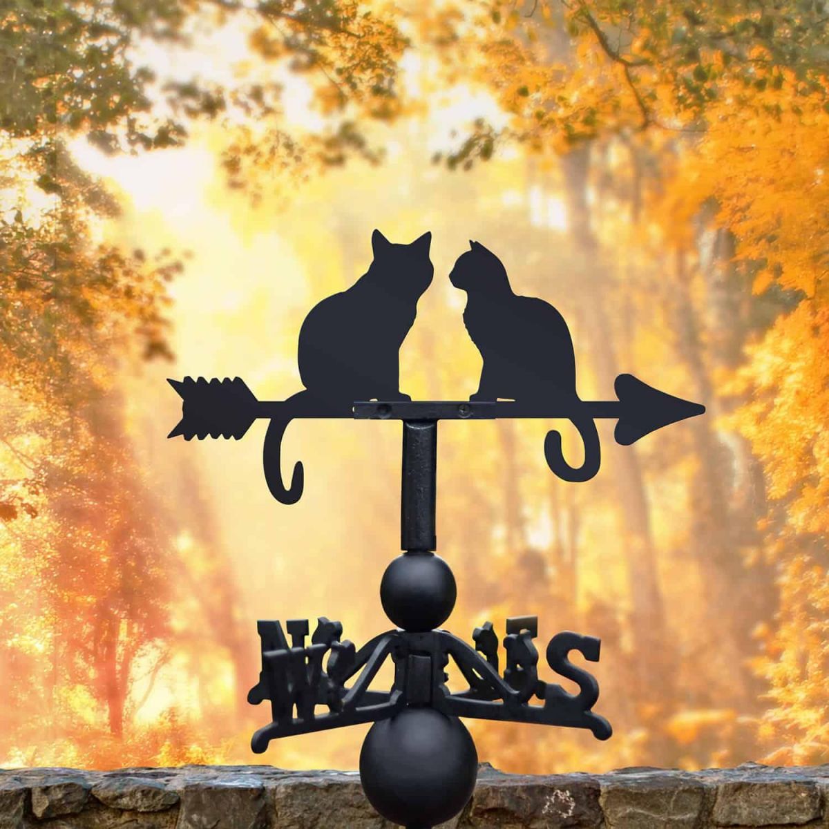 Cast Iron & Steel Pair of Cats Weathervane