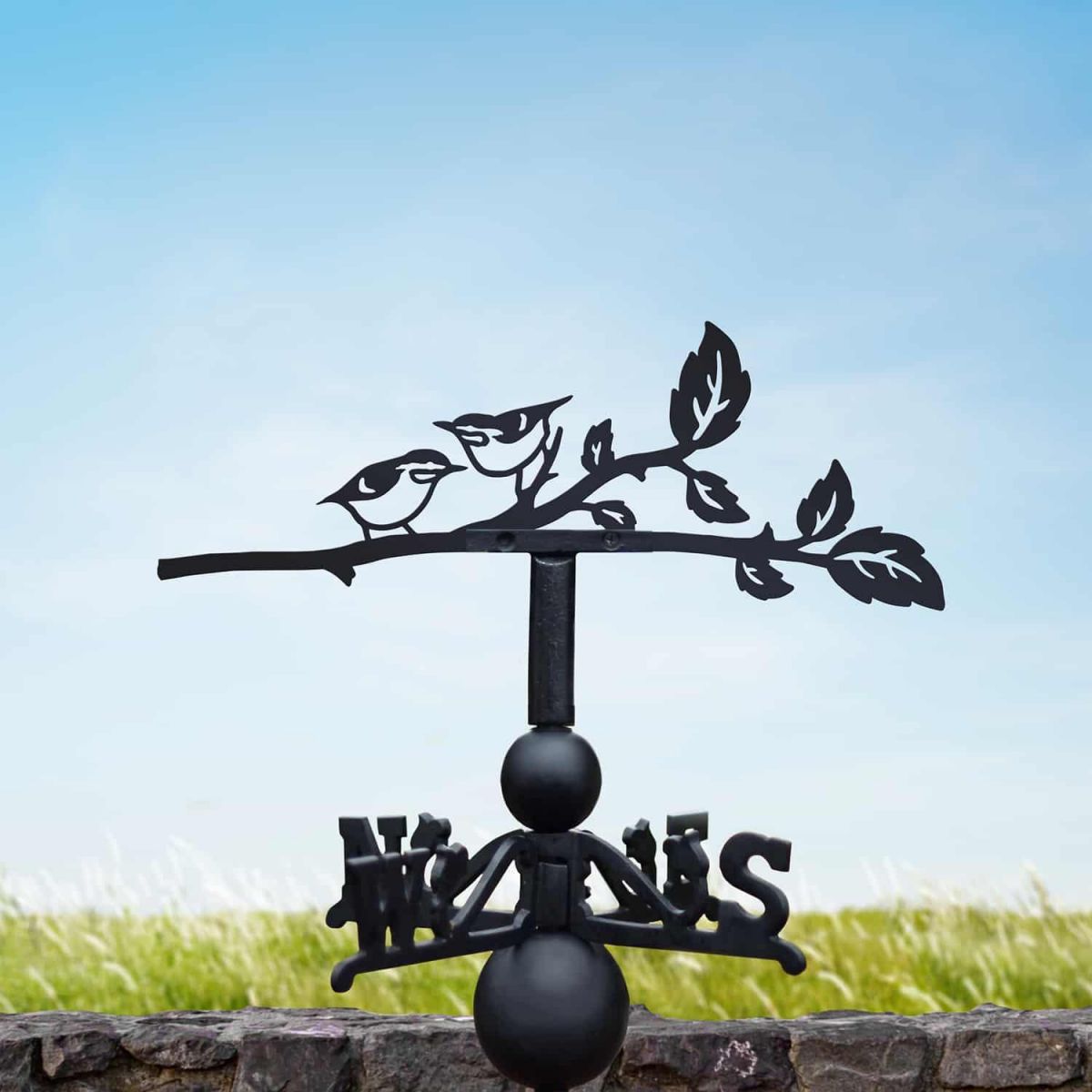 Cast Iron & Steel Pair of Nuthatches Weathervane in Situ