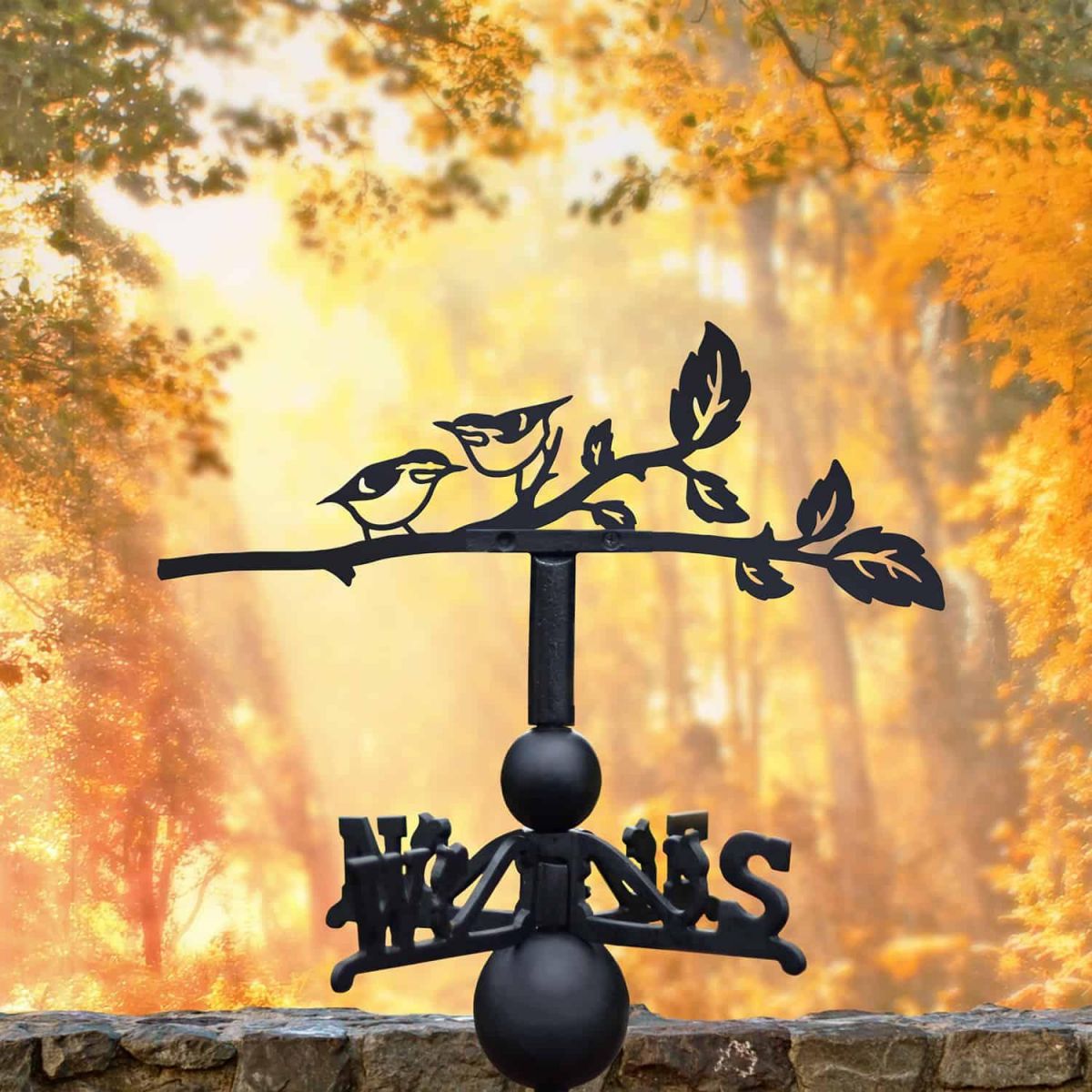 Cast Iron & Steel Weathervane with Pair of Nuthatches Motif