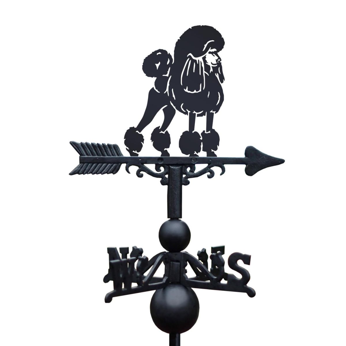 Cast Iron & Steel Poodle Weathervane on White Background