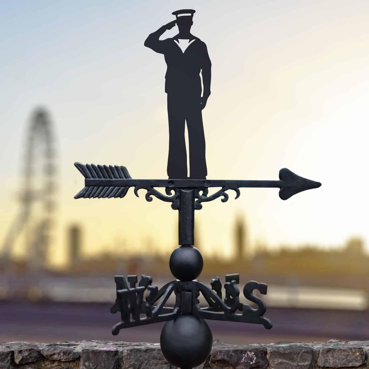 Cast Iron & Steel Weathervane with Royal Navy Officer Motif Cast Iron & Steel Weathervane with Royal Navy Officer Motif