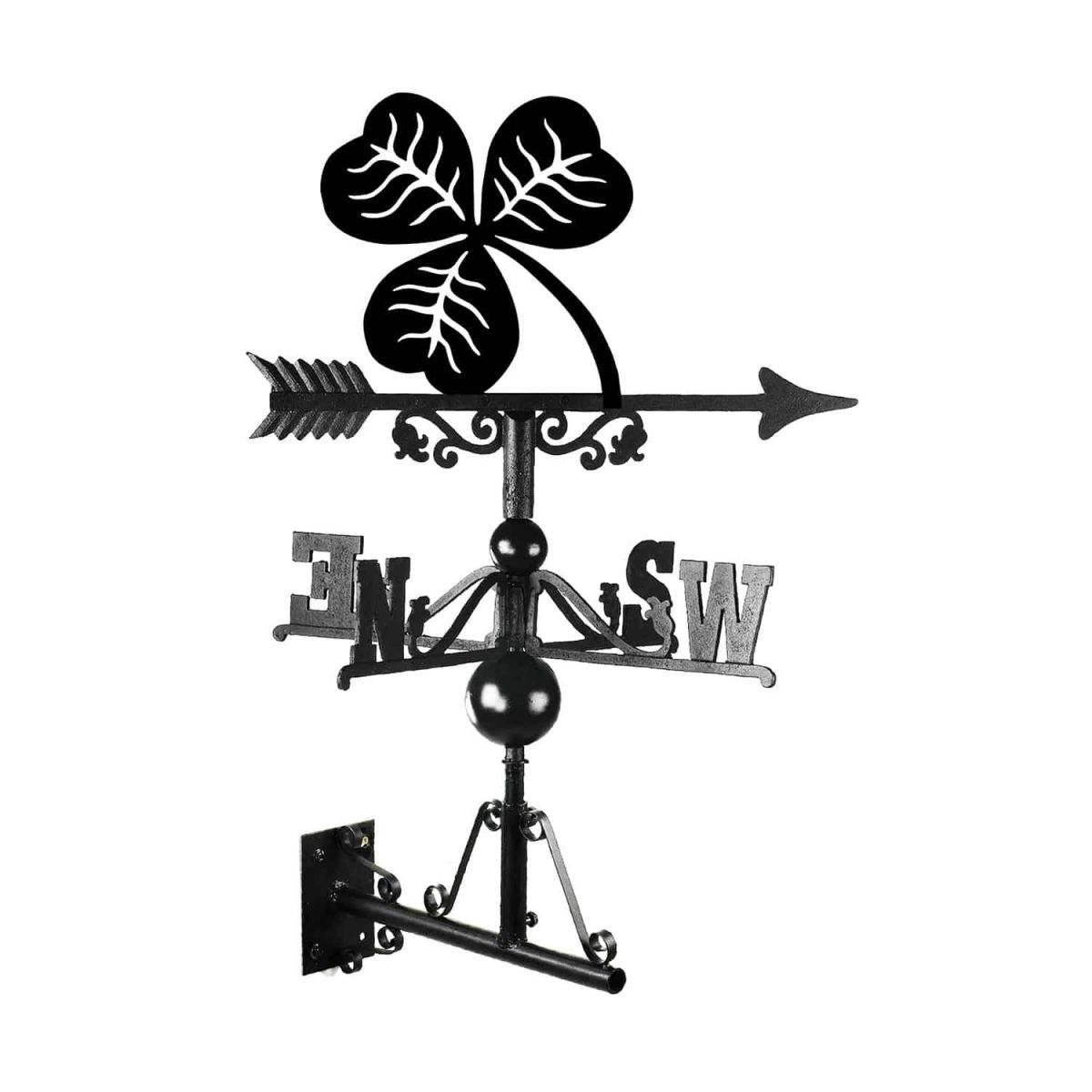 Cast Iron & Steel Shamrock Weathervane Mounted Cast Iron & Steel Shamrock Weathervane Mounted